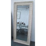 MIRROR, bevelled plate with a cream embossed metal frame, 188cm x 84cm.