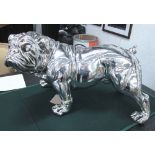 ENGLISH BULLDOG ORNAMENT, chrome plated finish with authentic modelling, 41cm H x 35cm W x 70cm L.