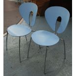 DINING CHAIRS, a set of six, blue, chair model 200 by Jesus Gasca, made by Stua.