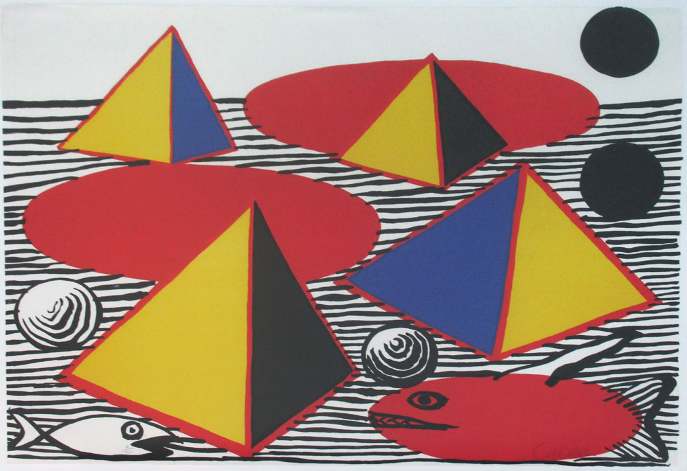 ALEXANDER CALDER (American, 1898-1976), 'Poisson Rouge et Poisson Blanc: Pyramids and Fishes', 1976,