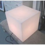 ILLUMINATED SIDE TABLES/LIGHTS, a pair, in white lucite, Cubist style, from Conran,