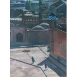 JOHN FISHER (British, b. 1938) 'View From the Kunya, Khiva', oil on paper, 36cm x 25cm, framed.