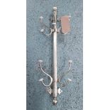 WALL MOUNTED COAT HOOKS, in chromed metal finish, 83cm H.