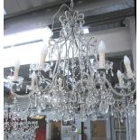 CHANDELIER, eight branches, with glass droplets, 89cm H x 80cm W.