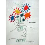 PABLO PICASSO, 'Flowers', print, 61cm x 46cm, signed in the stone.