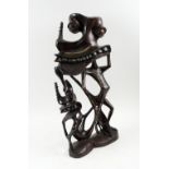 MAKONDE SCULPTURE, Dali'esque devil study, Tanzania, carved ebonywood, signed to base 'Kashimiri',