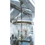 CEILING LAMP, glass bowl, 82cm H x 42cm.