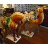 TANG STYLE HORSE, glazed pottery, 67cm nose to tail x 60cm H,