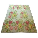 NEEDLEWORK CARPET, 298cm x 216cm, Bessarabian of rose bouquets on en gris field, signed 'T.A.N.'.