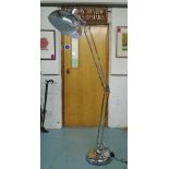 FLOORSTANDING ANGLEPOISE LAMP, in chromed metal with weighted base, 160cm H.