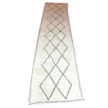 ORIGINAL MOROCCAN BERBER RUNNER, 440cm x 105cm, traditional diamond lozenge design.