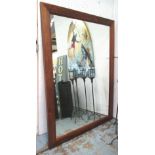 WALL MIRROR, contemporary, of large proportions, in simple teak frame, 189cm x 140cm.