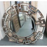 CONTEMPORARY WALL MIRROR, circular, with a silvered finish and bevelled glass, 120cm diam.