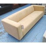 SOFA, by Kinnarps, in tan alcantara, cost £3265 new, 218cm x 68cm H x 79cm.