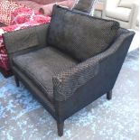 FATBOY ARMCHAIR, by Wesley-Barrell, in small patterned chenille fabric with arm covers,