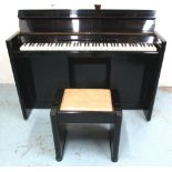 MINI PIANO, 20th century by Eavestaff within full gloss ebonised case, serial no.