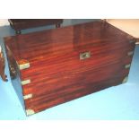 TRUNK, 19th century camphorwood and brass bound with rising lid and carrying handles,