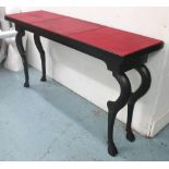 SOANE 'STAG' CONSOLE TABLE, with a rectangular red leather top on metal,