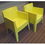 PHILIPPE STARKE TOY ARMCHAIRS, a pair, all weather, in yellow, 52cm W.