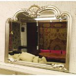 OVERMANTEL MIRROR, silvered finish and bevelled plate, 101cm H x 86cm W.