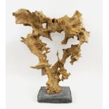 ALAN CRAWLEY, 'Amore', carved natural formed oak on concrete base, 70cm H x 60cm W approximately.