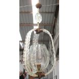 HANGING LANTERN, 1940's Italian Murano with central glass bowl, 75cm H.