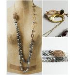 ERICKSON BEAMON QUARTZ AND PEARL BEAD NECKLACE,