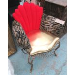 BOIDOIR CHAIR, Art Deco style, in red, tiger print and gold coloured fabric,