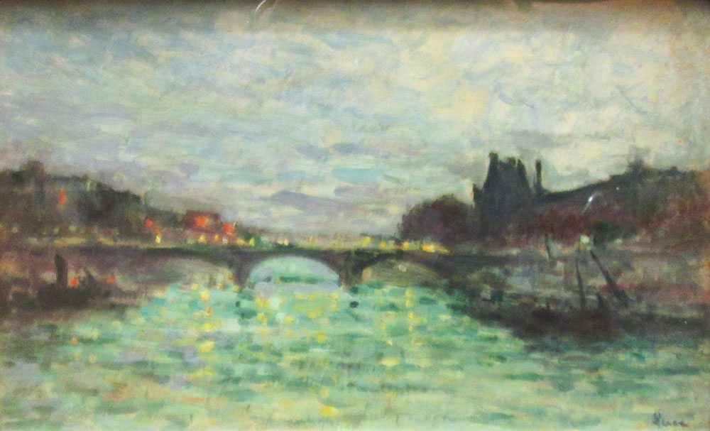 MAXIMILLIEN LUCE (1858-1941), 'Ancien Pont de St Piore 1928',  signed and framed, oil on canvas,