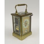 REPEATER CARRIAGE CLOCK, late 19th/early 20th century, brass case,