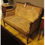 CANAPE, 19th century French walnut and parcel gilt, upholstered in old,