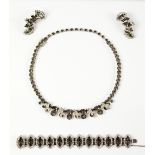 WEISS JEWELLERY SET encompassing a crystal encrusted necklace L. 45cm, bracelet L.