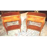 PETITE COMMODES, a pair, early 20th century French tulipwood,