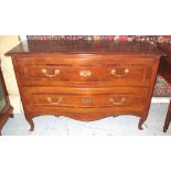 SERPENTINE COMMODE, 18th century Italian Veneto walnut with two crossbanded drawers,