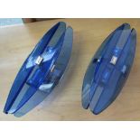 WALL LIGHTS, a pair, Italian blue glass, 27cm H.