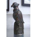 BRONZE CLOISONNE BIRD, 36cm H.