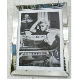 WALL DECORATION, photograph of Marilyn Monroe, in mirrored frame, 90cm x 70cm.