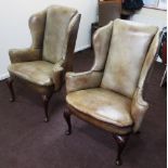 WING ARMCHAIRS, a pair,