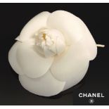 CHANEL WHITE CAMELLIA BROOCH signed Chanel,