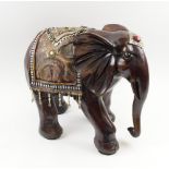 INDIAN ELEPHANT, carved wood, with ornamental detail, 46cm L x 41cm H.