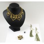 ASSORTMENT OF VINTAGE COSTUME JEWELLERY, featuring a Christian Dior cluster ring,