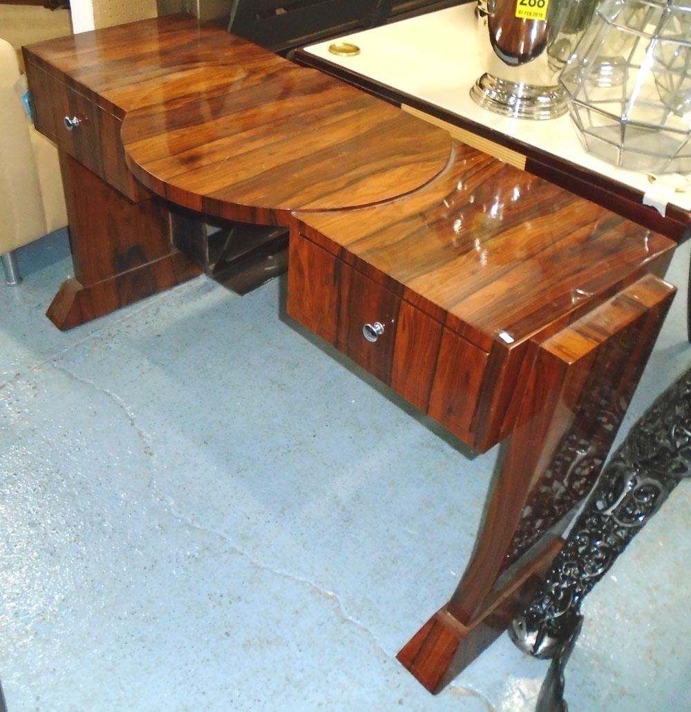 DESK, Art Deco style, with two drawers below, 139cm x 52cm x 76cm H.
