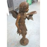 SCULPTURE, of a winged fairy in a bronzed finish, 76cm H.