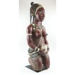 MAMI WATER FIGURE, Guinea, carved and painted wood, kneeling female figure, 109cm H,