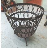 FIRE BASKET, of large proportions, in black painted metal, 81cm diam x 79cm H.