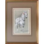 RAOUL MILLAIS (British, 1901-1999), 'Larriage Horse', pastel and pencil, signed, 15cm H x 9cm W,