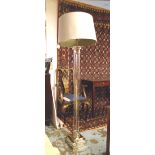 STANDARD LAMP, glass column with shade, overall 170cm H.