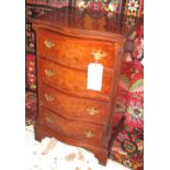 BEDSIDE CHESTS, a pair, George III design burr walnut each serpentine fronted with four drawers,