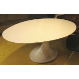 DINING TABLE, Saarinen style, white laminate with an oval top, 200cm L x 78cm H x 110cm.