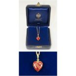 FABERGE 18K GOLD HEART PENDANT NECKLACE,